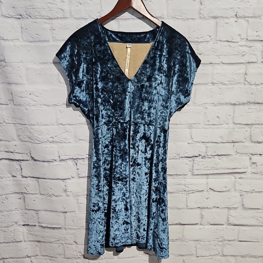 Uncle Frank Blue Velvet Mini Dress